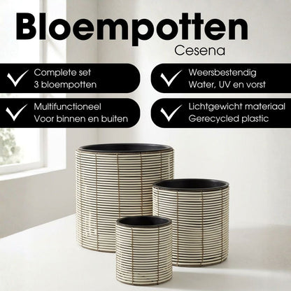Bloempot set Cesena wit Ø25-45 cm gerecycled plastic