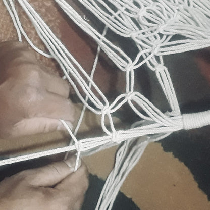 Macramé tas gebroken wit katoen