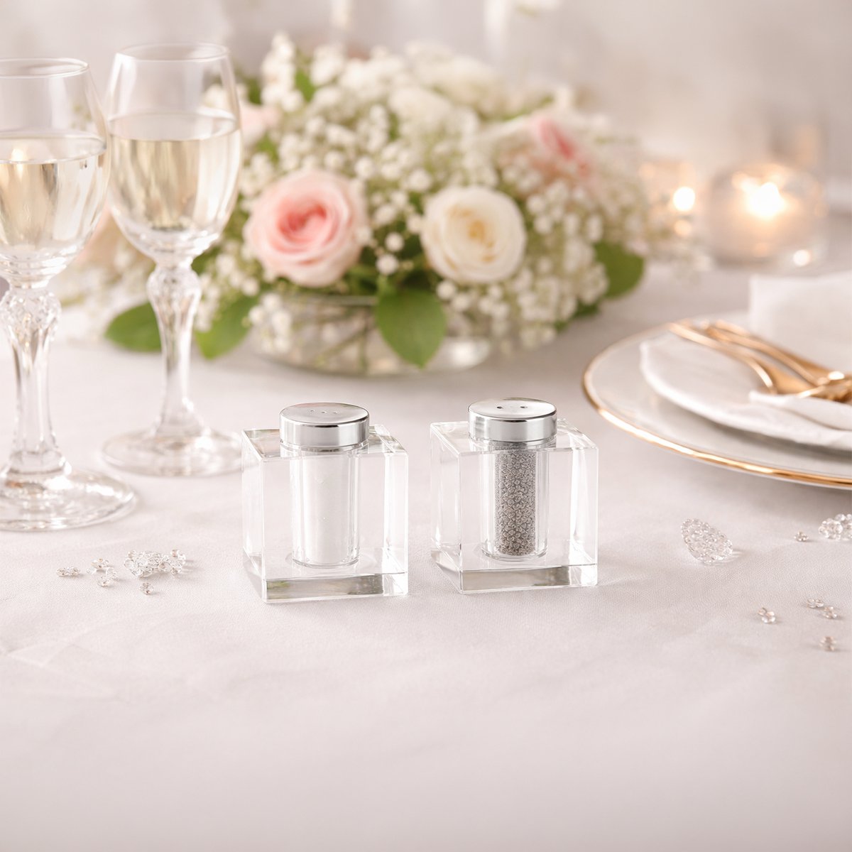 Zout en peper set glas 5x5x6 cm transparant