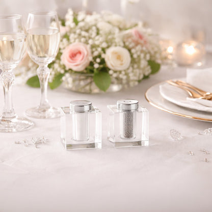 Zout en peper set glas 5x5x6 cm transparant