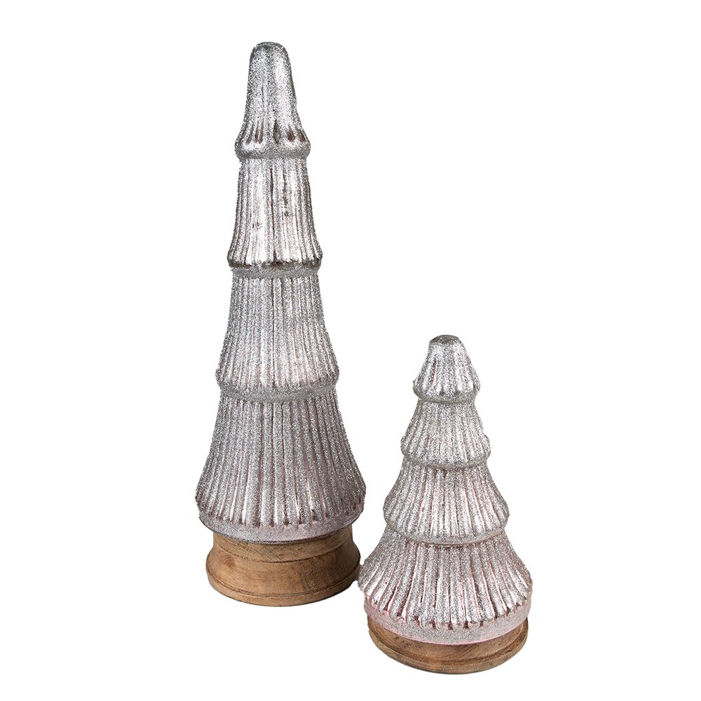 Kerstboom decoratie 24 cm roze zilver