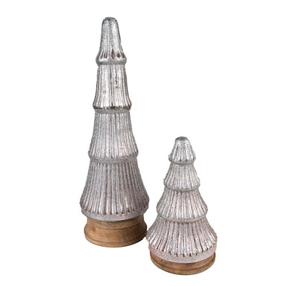 Kerstboom decoratie 24 cm roze zilver
