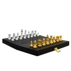 Aulica Backgammon Game in Black Faux Leather Case