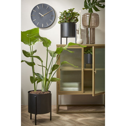 Wandklok 35,5 cm aluminium zwart
