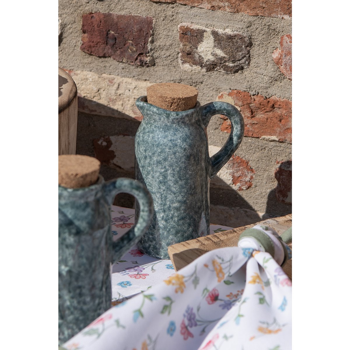 Oil and Vinegar Dispenser Set of 2 Green, Ceramic 8x6x14 cm