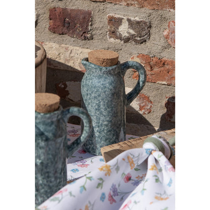 Oil and Vinegar Dispenser Set of 2 Green, Ceramic 8x6x14 cm