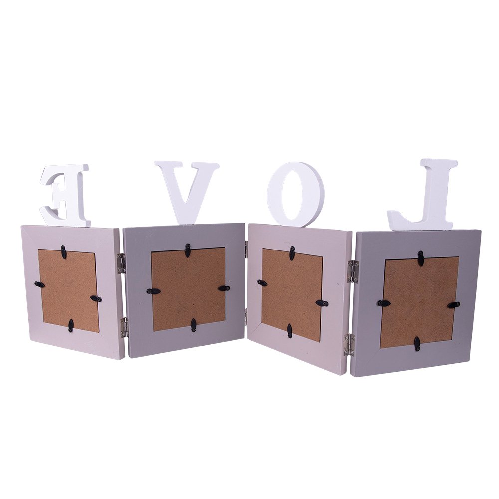 Fotolijst 4x 10x10 cm grijs wit MDF