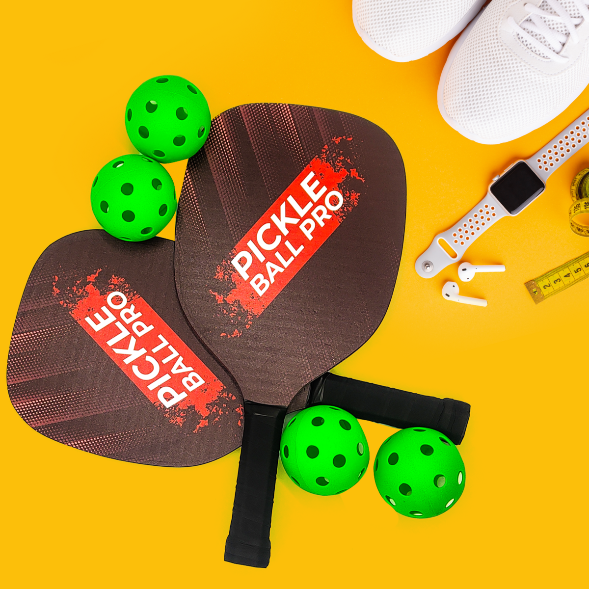Pickleballset 2 rackets 4 ballen