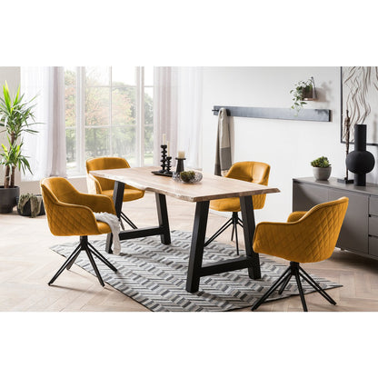 Fauteuil draaibaar fluweel geel zwart 60x59x83 cm