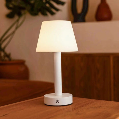 Tafellamp Zoë wit hout oplaadbaar dimbaar USB-C