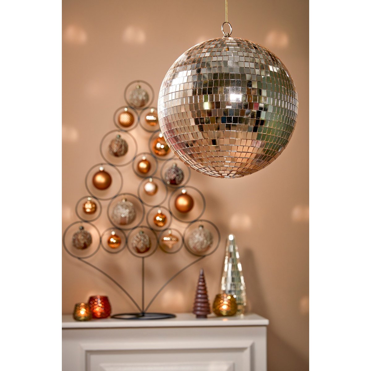 Discobal ornament 25 cm champagne spiegelglas