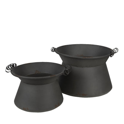 Bloempot set 2 stuks Ø28 Ø22 cm grijs ijzer