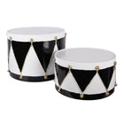 Christmas Decoration Drum Ornament Ø 35x26 / Ø 30x17 cm White Black Metal