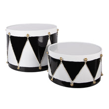 Christmas Decoration Drum Ornament Ø 35x26 / Ø 30x17 cm White Black Metal