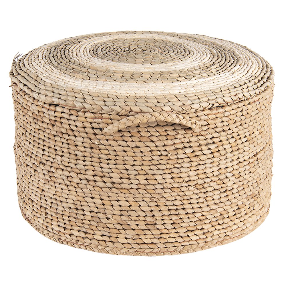 Poef Ø 40x23 cm Bruin Stro Hocker