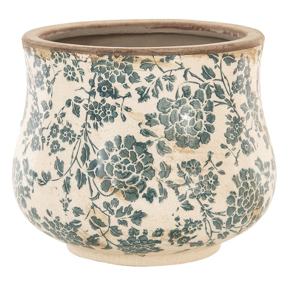 Bloempot Ø 21x17 cm Beige Groen Keramiek Bloemen Bloempot Binnen