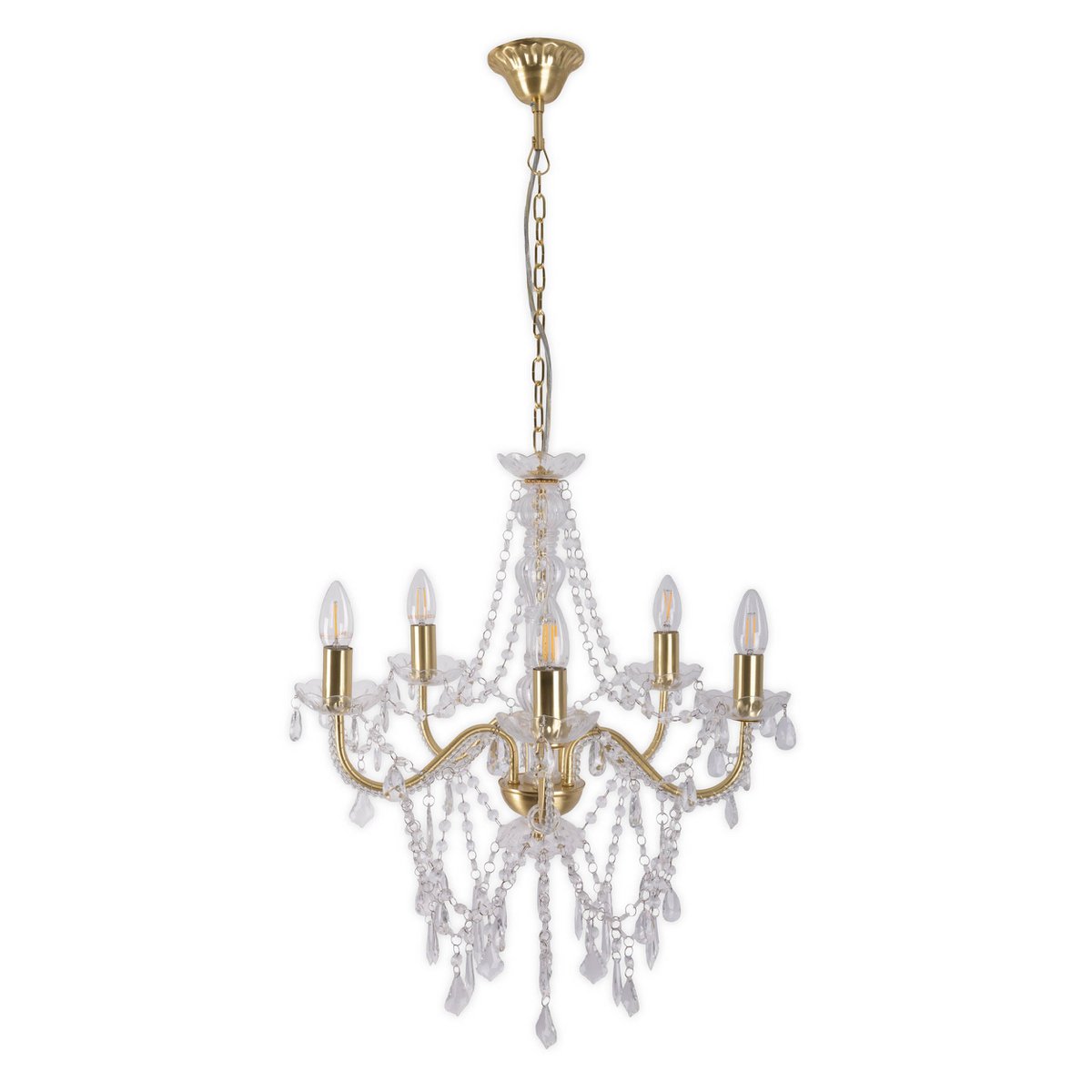 Kroonluchter Cecilia 52 cm goud metaal acryl E14