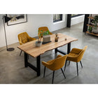 Eettafel set 180x90 cm massief acaciahout 4 fluwelen stoelen