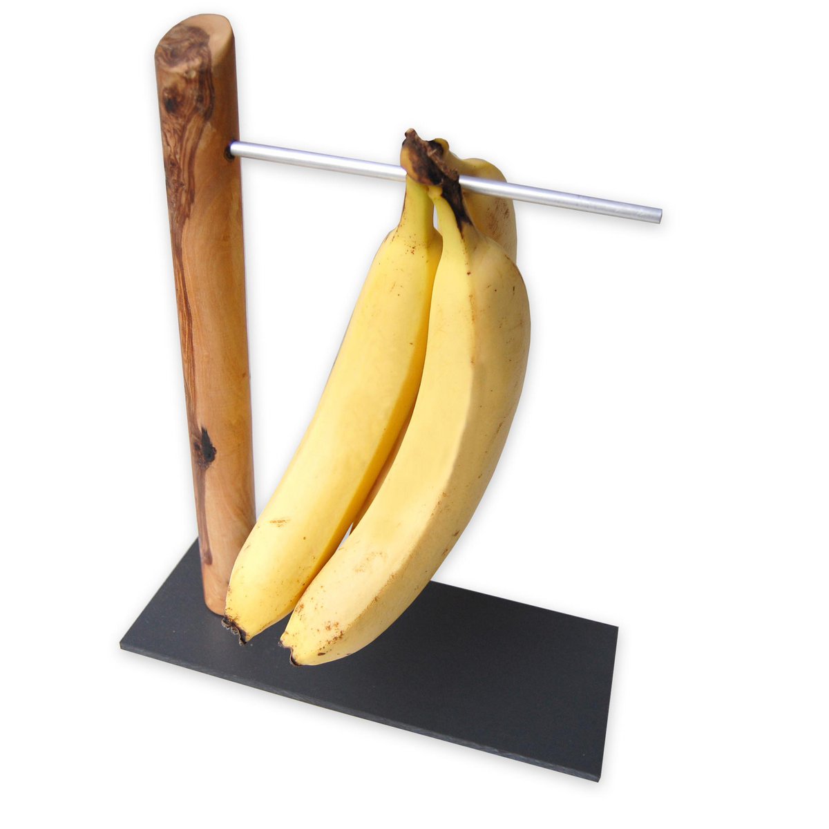Bananenhouder olijfhout aluminium metaal 30 cm