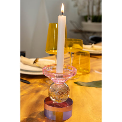 Kaarsenhouder glas 14 cm amber paars