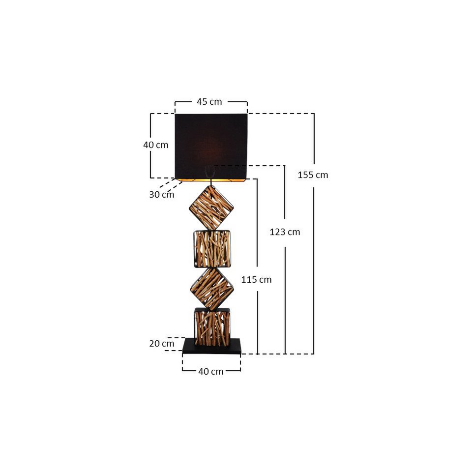 Vloerlamp drijfhout 155 cm zwart goud