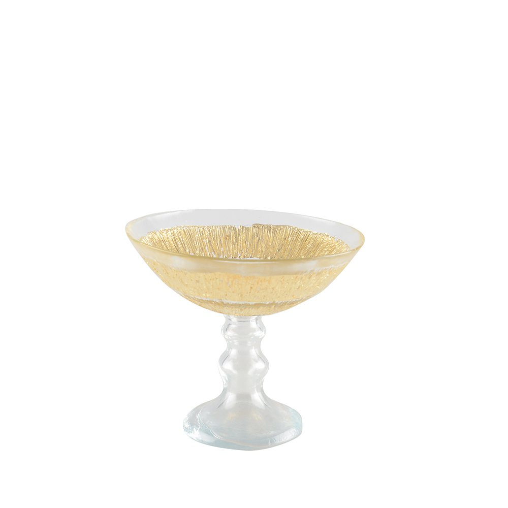 Fruitschaal glas goud 15x15x14.5 cm
