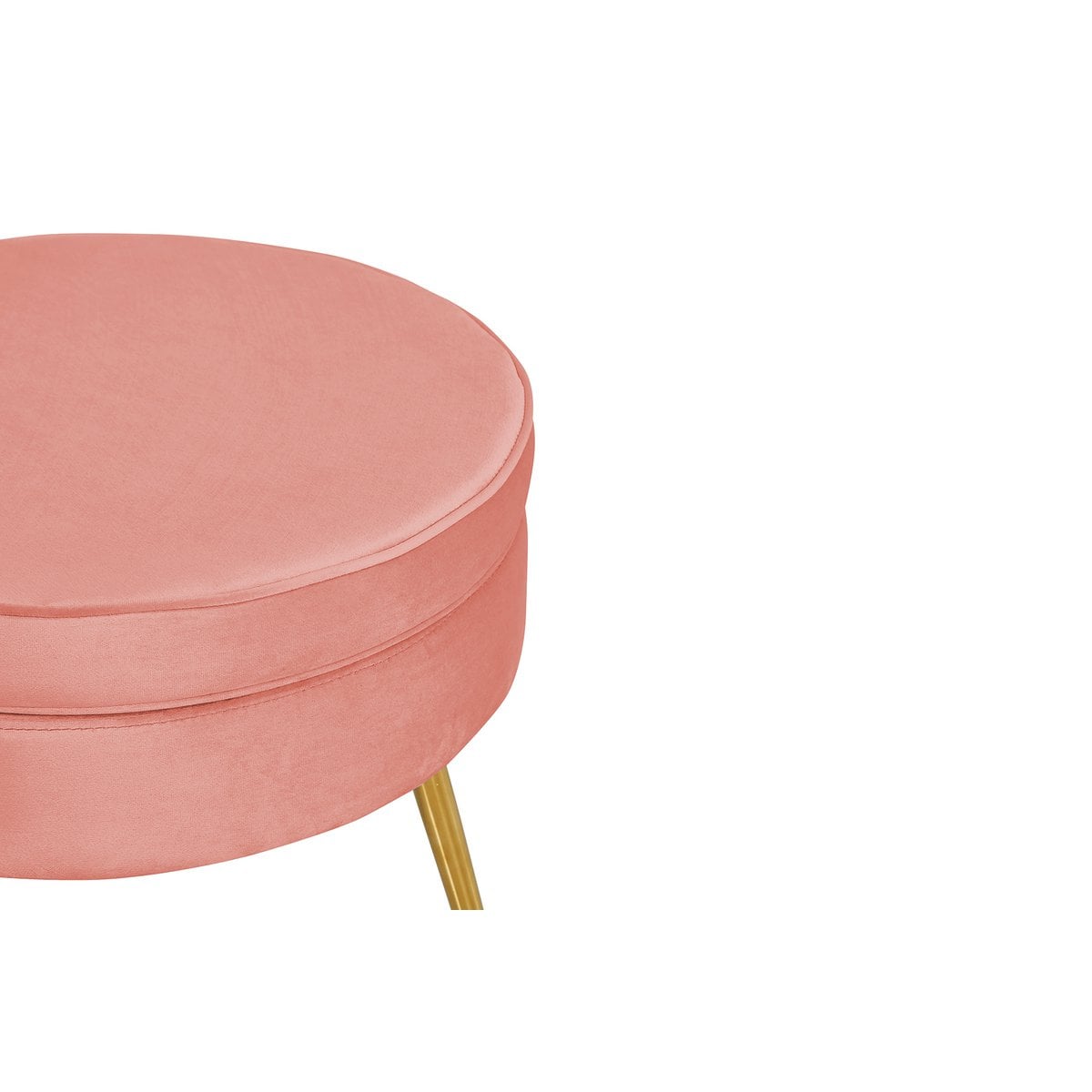 Poef roze fluweel goudkleurig frame 52x52x41 cm