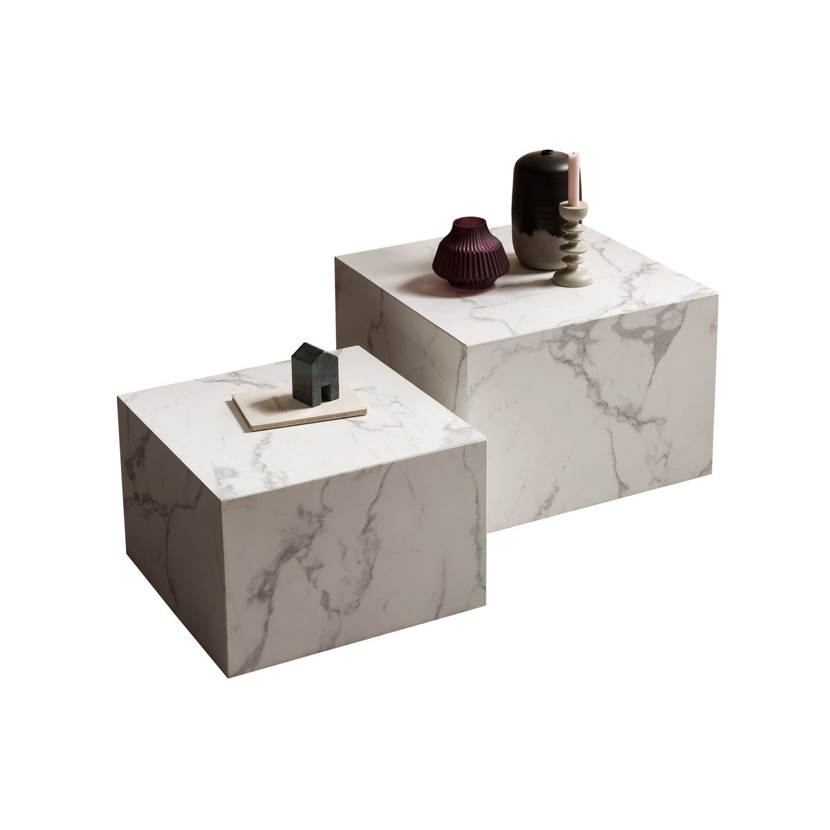 Salontafel set 2 stuks wit marmerlook