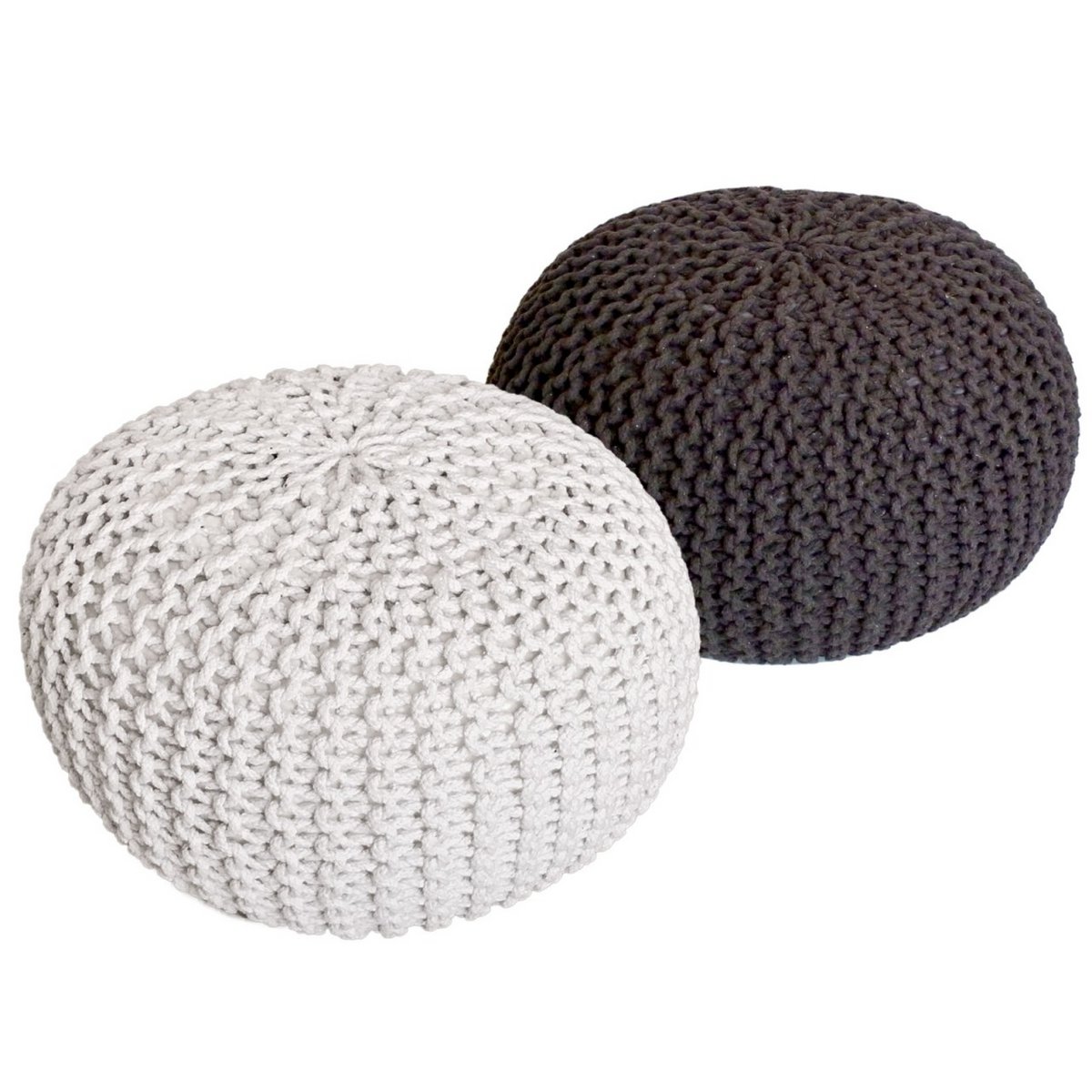Poef set 2 stuks Ø55x37 cm grofgebreid