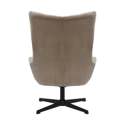 Fauteuil met kruk corduroy bruin 82x85x106 cm