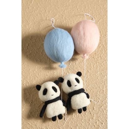 Wanddecoratie panda 7x25 cm wollfilz