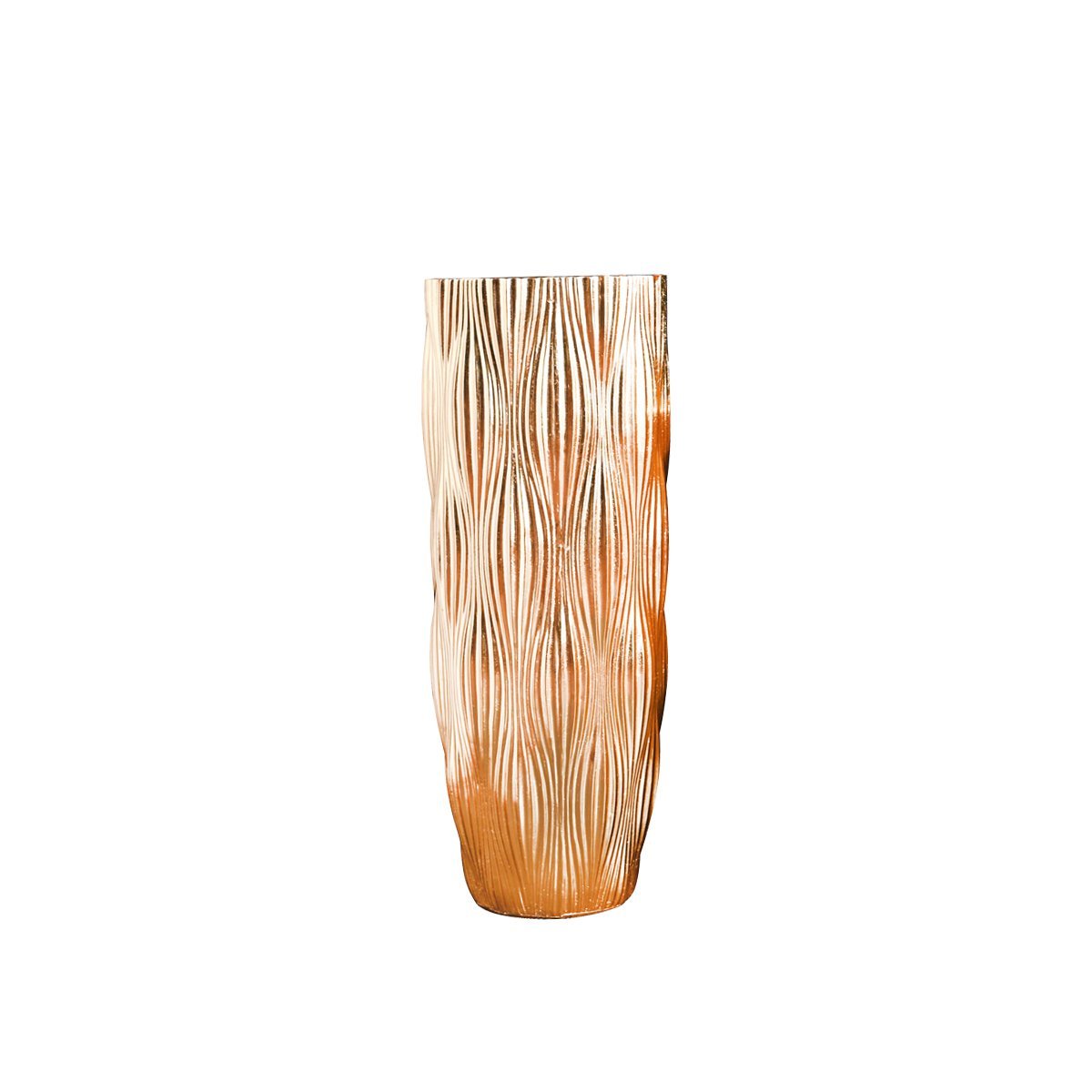 Vaas polyresine gestreept goud 33,5x33,5x70 cm