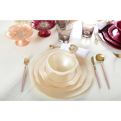 Dessertbord bloemvorm 21.5 cm glas vanille