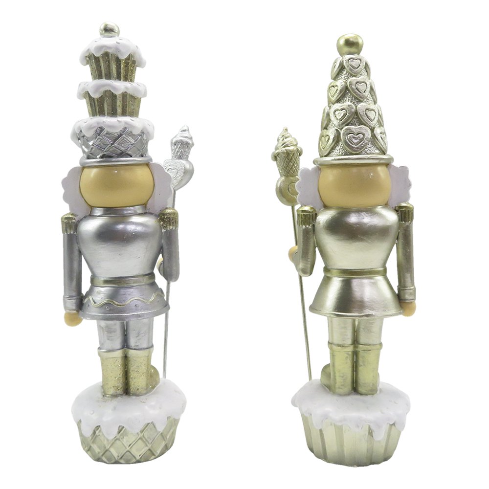 Notenkraker beeld set 2 stuks 23 cm goud zilver kunststof