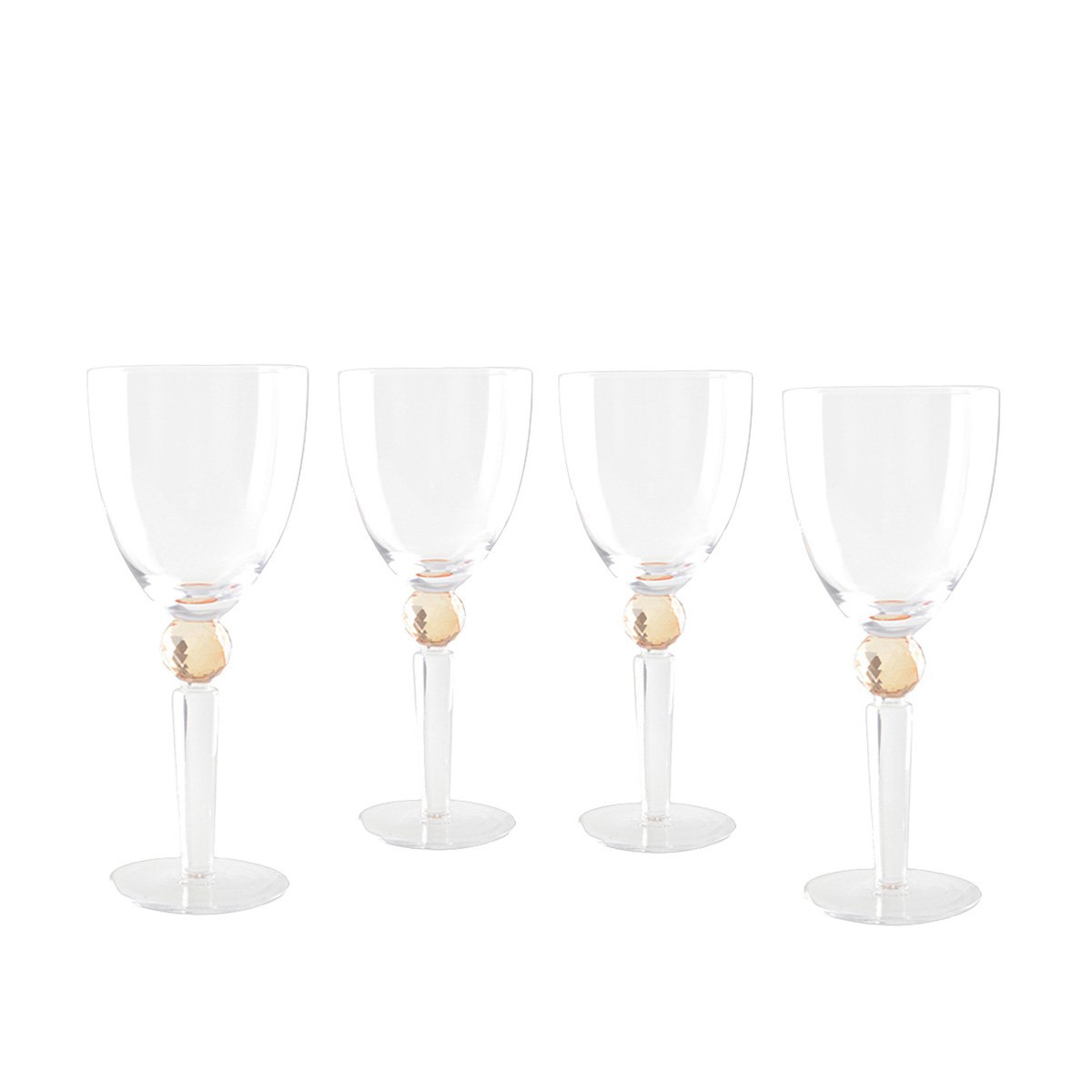 Wijnglazen set van 4 met gele diamantvoet