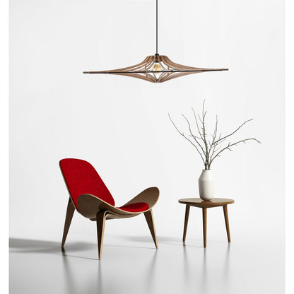 Hanglamp hout D90x20 cm zwart