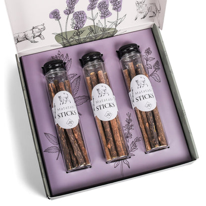 NE & NO® Gift Set Cats Well -being Herbs: Catnint + Valerian Spray + Matatabi Sticks