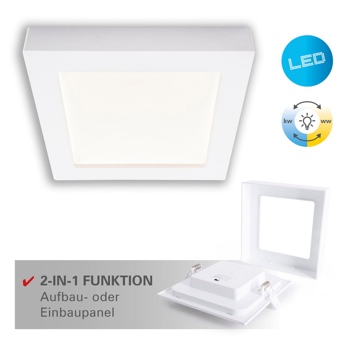 LED paneel 22,7x22,7x3,5 cm warm wit