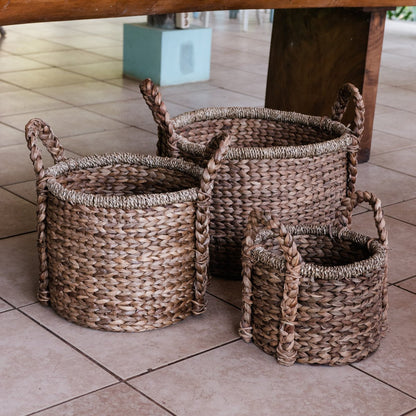 Opbergmand waterhyacint 3 maten bruin beige