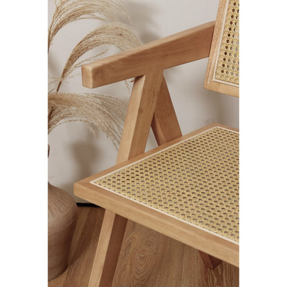 Stoel Pierre Jeanneret Hout en Rotan Hoge Kwaliteit
