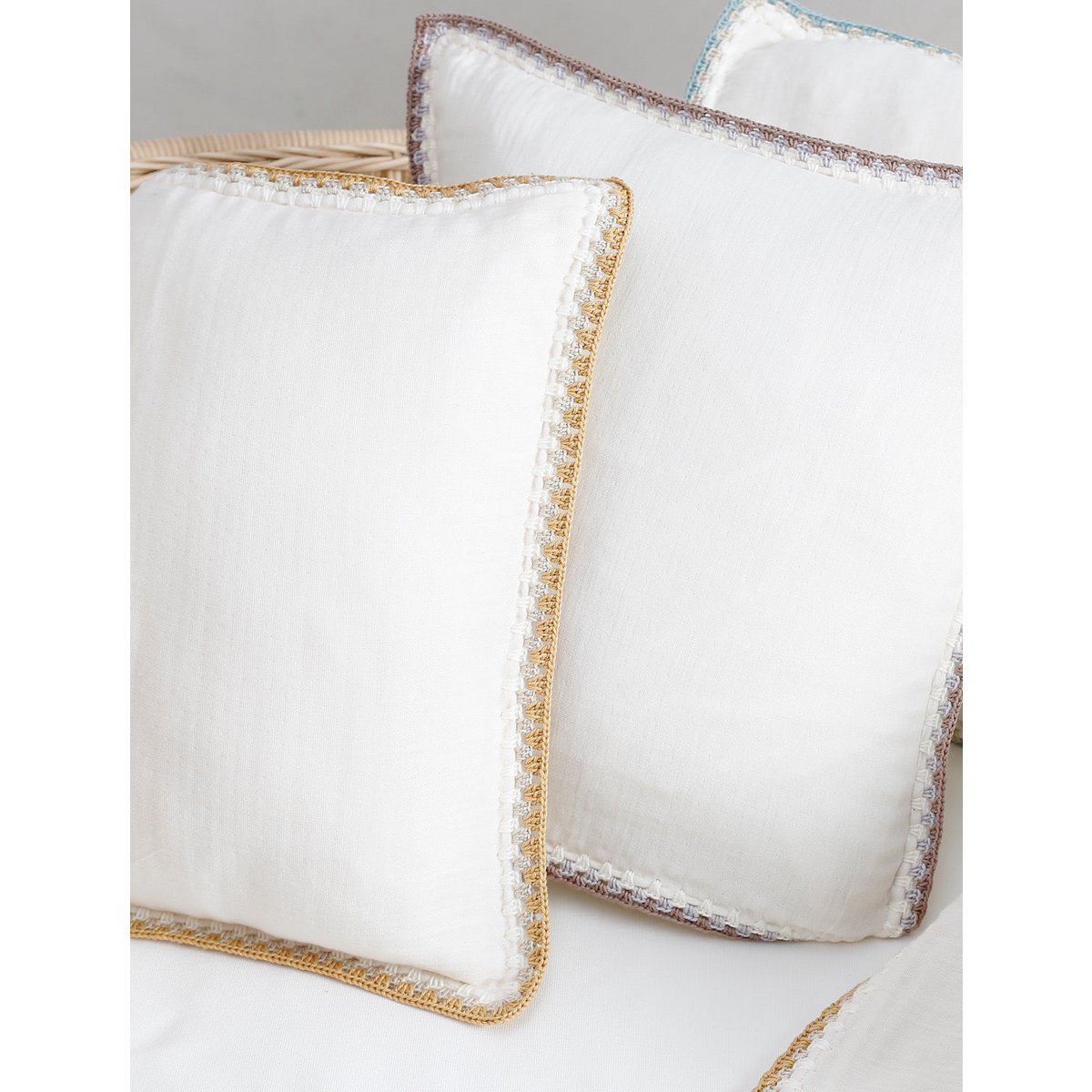 Kussenhoes 40x40 cm mousseline GOTS crochet