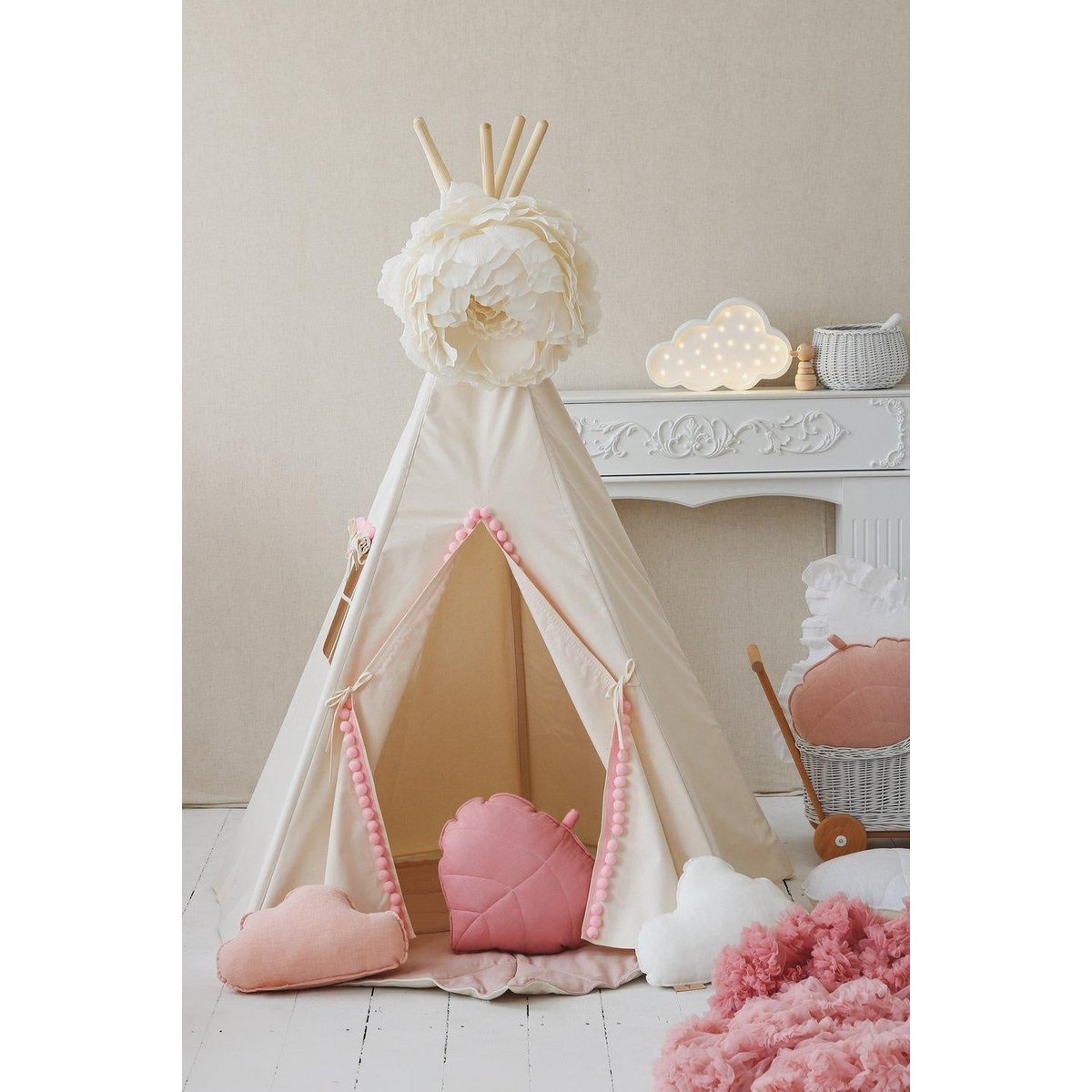 Tipi Met Pompons En Mattenset Pluizige Pompons Speelhoek