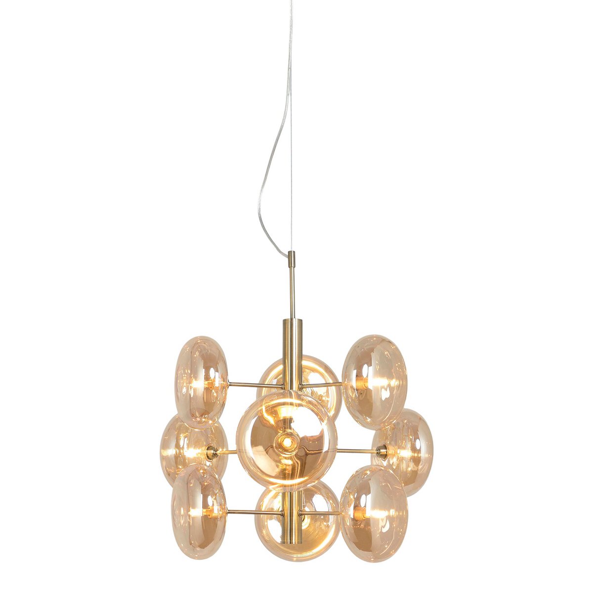 Hangerlamp Orion Messingkleurig Met Amber Glas En G9