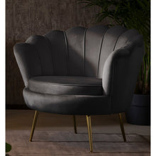 Fauteuil schelp zwart fluweel verguld frame