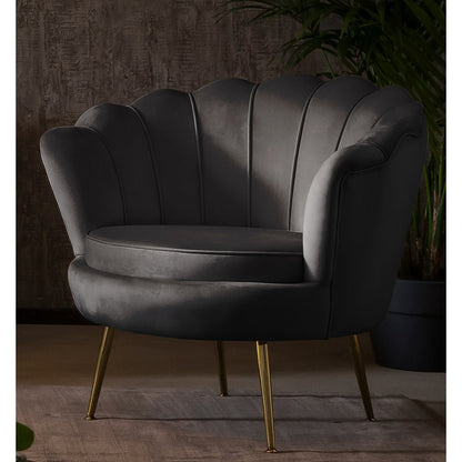 Zwart fluwelen schelp fauteuil