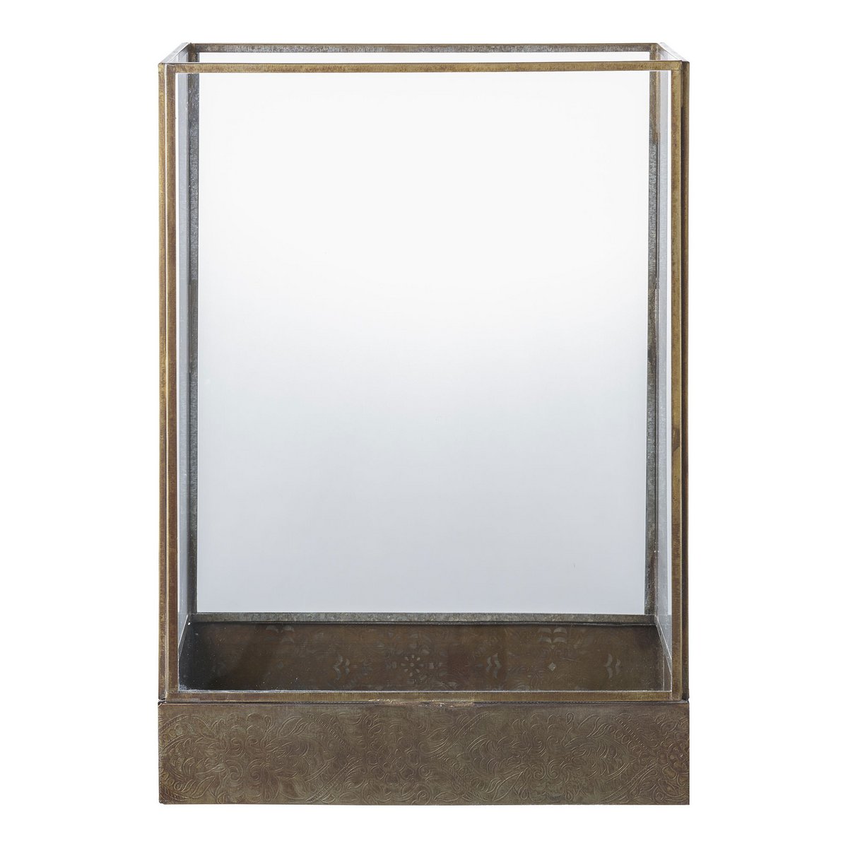 Lantaarn 15x25x36,5 cm metaal glas messing look