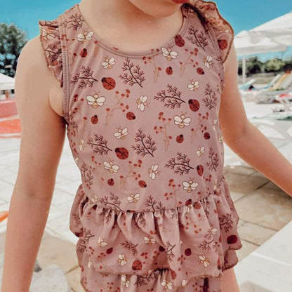 Bikini Sand Bloemenbij ruches UV 50+ gerecycled polyester