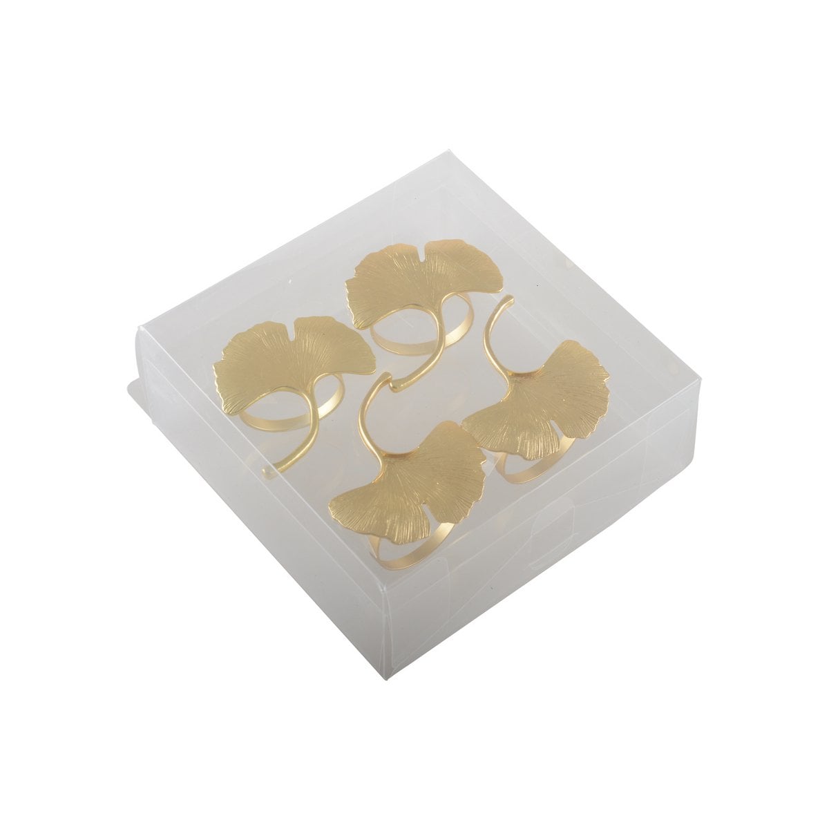 Set of 4 rounds of golden ginkgo towels