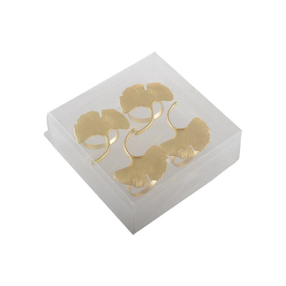 Set of 4 rounds of golden ginkgo towels