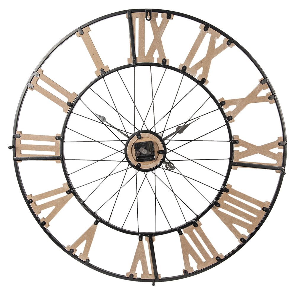 Wandklok 80 cm metaal bruin